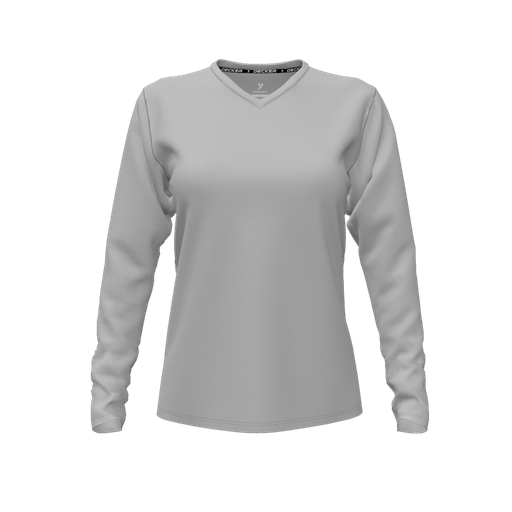 [FTLVCFGY-FYXS-LOGO3] Comfort T-Shirt (Female Youth XS, Gray, V Neck, Logo 3, Long Sleeve)