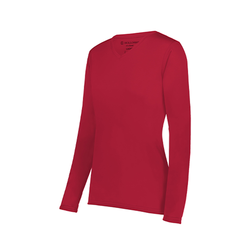 [222824.083.S-LOGO1] Ladies LS Smooth Sport Shirt (Female Adult S, Red, Logo 1)